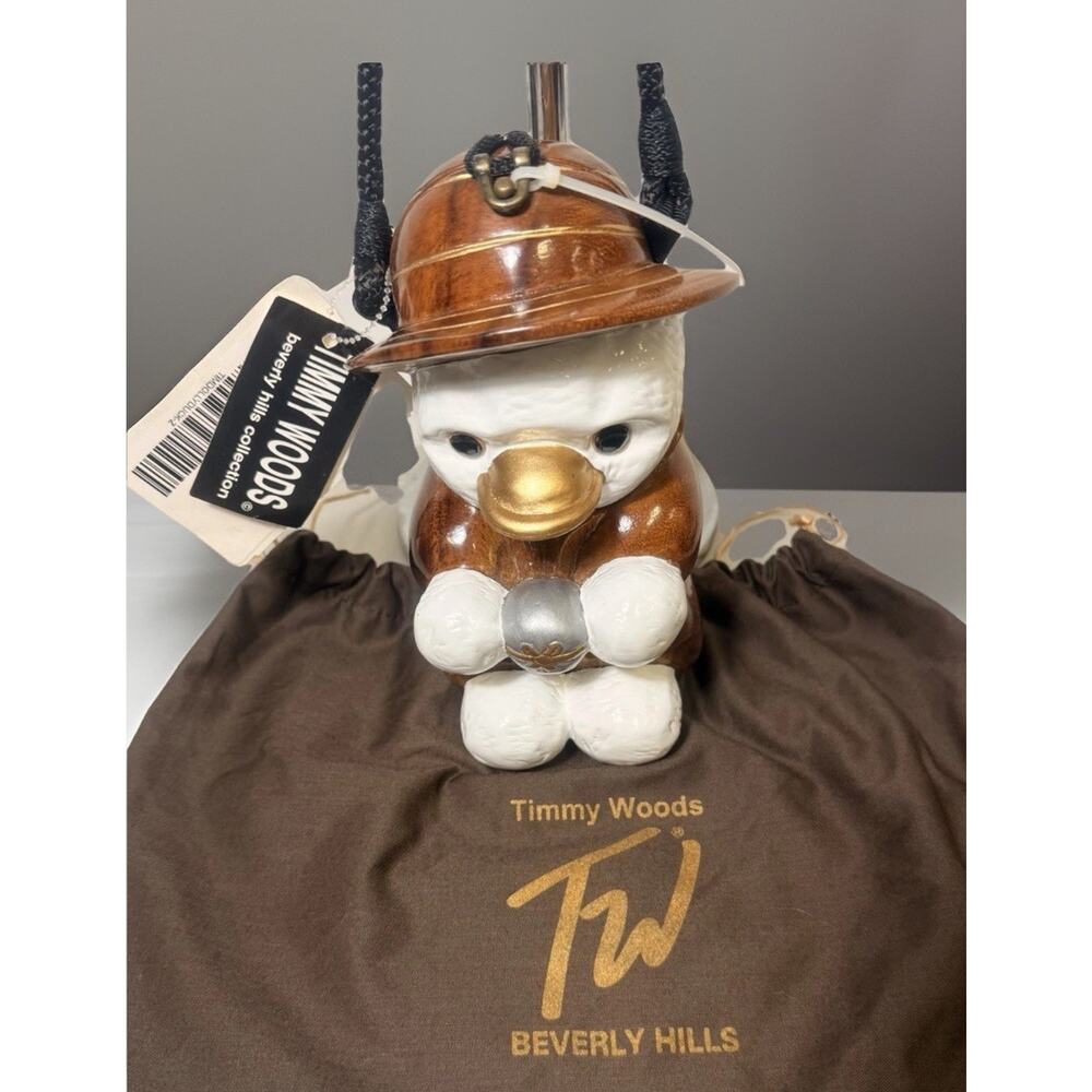 NWT ULTRA RARE Timmy Woods Beverly Hills Dolly Duck Z Wooden Purse with Dust Bag - Picture 5 of 16